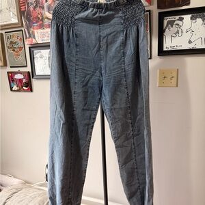 POL Blue Smocked Waist Pants